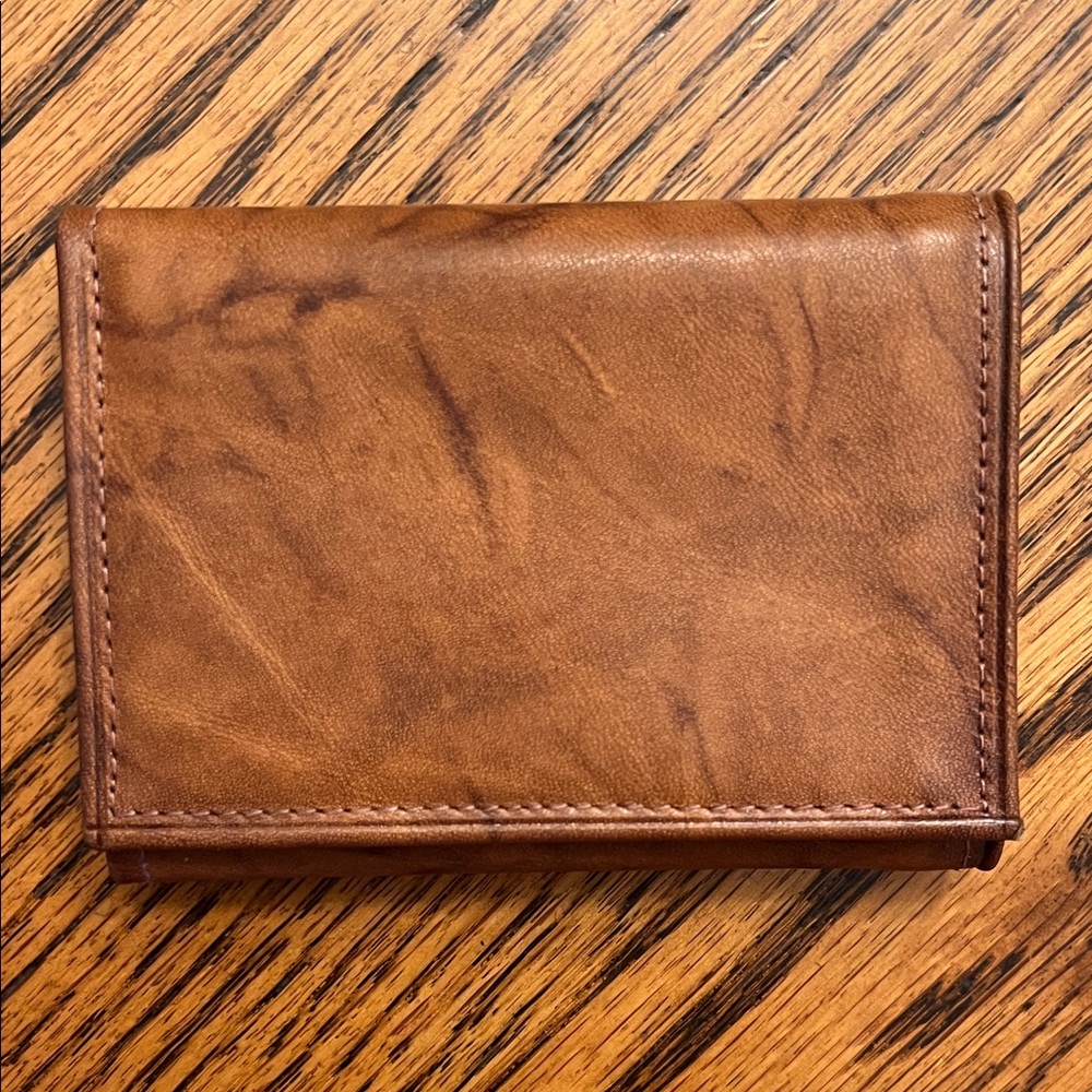 Vintage Di Lido Classic Marbled Brown Ranchero Cowhide Leather Wallet Bifold